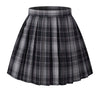 Girl'S School Uniform Plaid Pleated Costumes Skirts (M,Grey Mixed Purple)