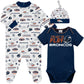 Gerber Nfl Denver Broncos 3 Pack Bodysuit Sleep N Play Footie Cap Registry Gift Set, Blue/White/Orange Denver Broncos, 3-6M