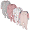 Gerber Baby Girls 4 Pack Sleep 'N Play Footie Bear Pink 0-3 Months