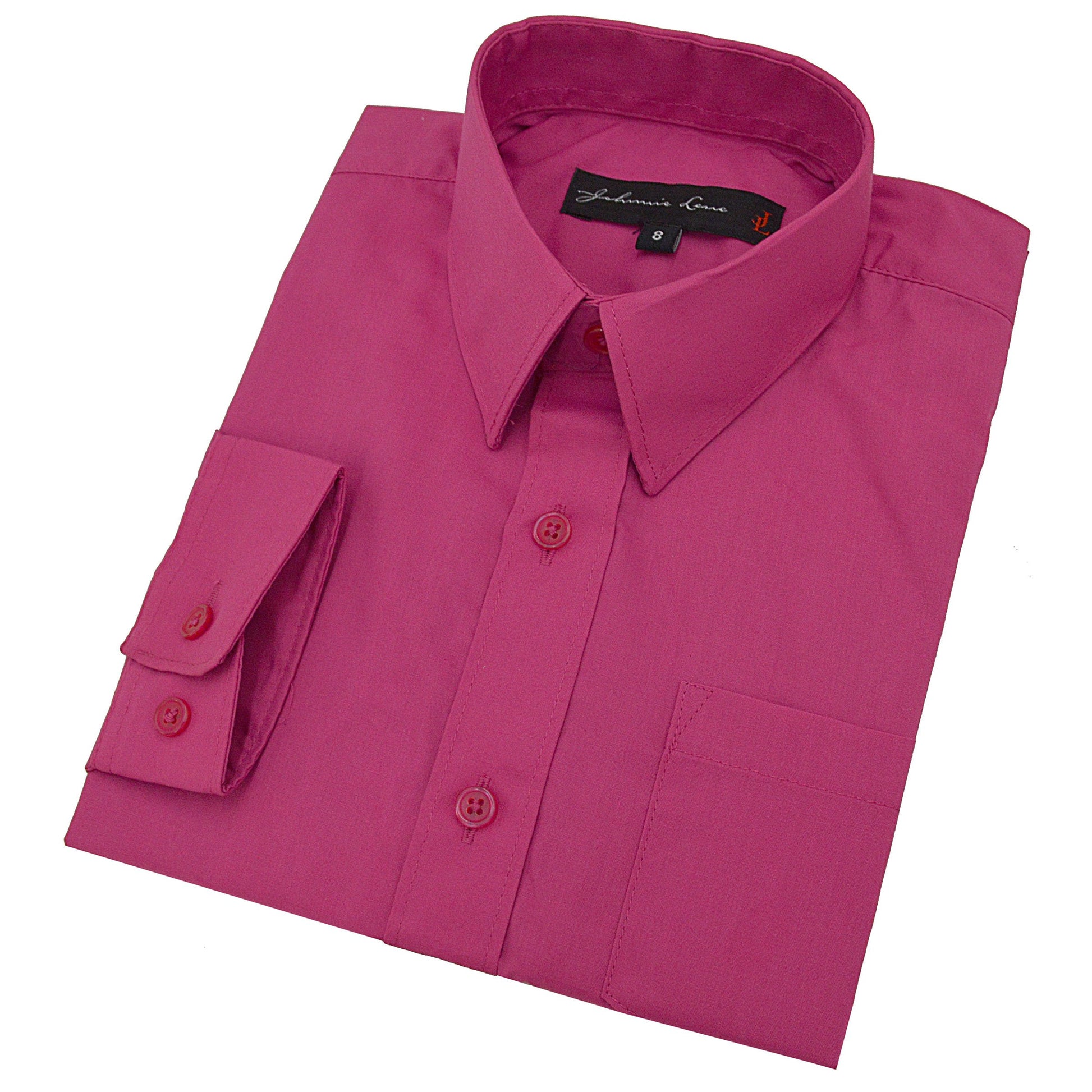 Big Boy'S Long Sleeves Solid Dress Shirt #Jl32 (12, Fuchsia)