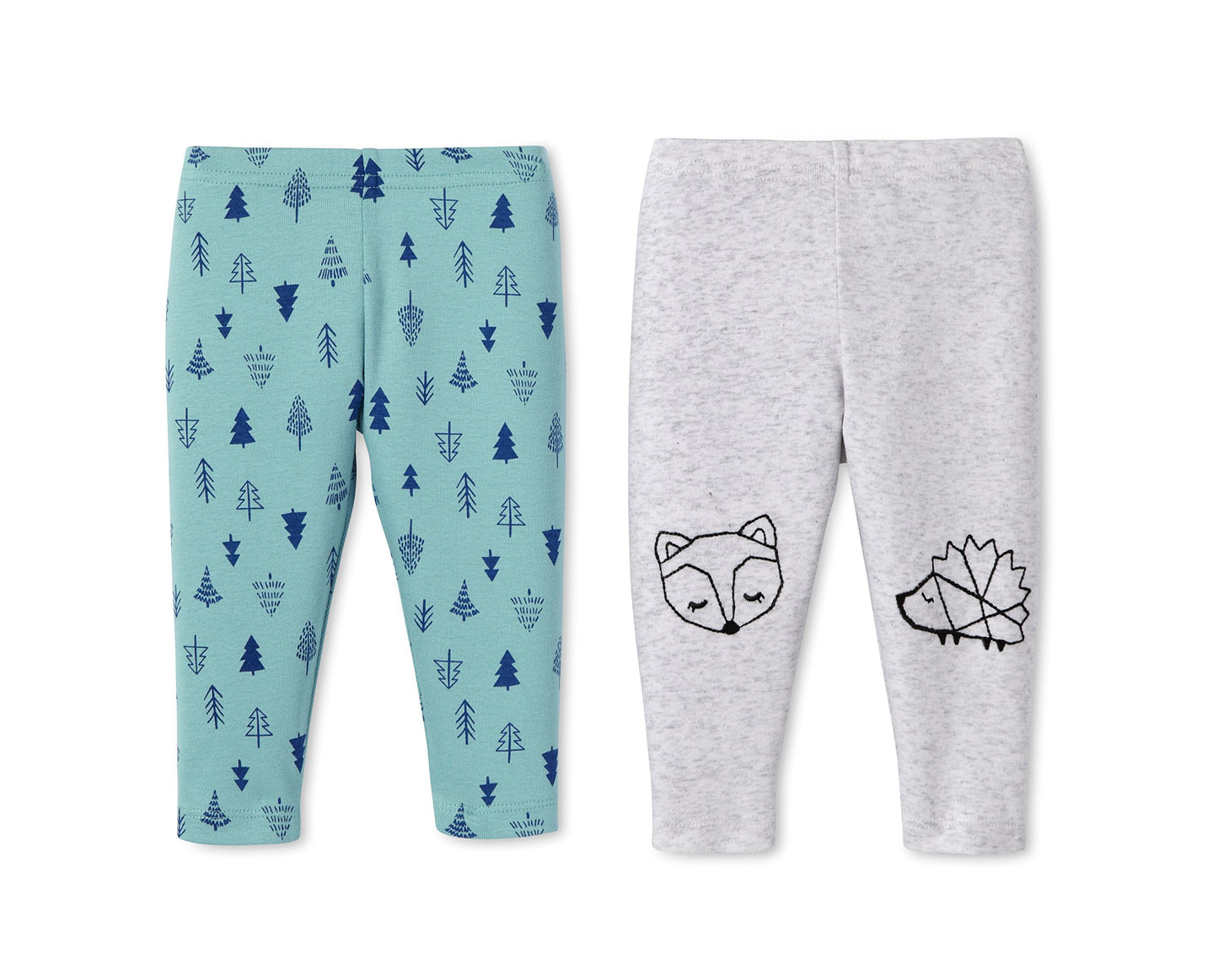 Lamaze Organic Baby Baby Pull On 2 Pack Leggings, Grey Fox/Green Trees, 6 Months