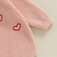 Baby Girl Valentines Day Outfit Love Heart Sweet Long Sleeve Sweater Tshirt Crewneck Tops Fall Winter Clothes (F-Pink, 9-12 Mont