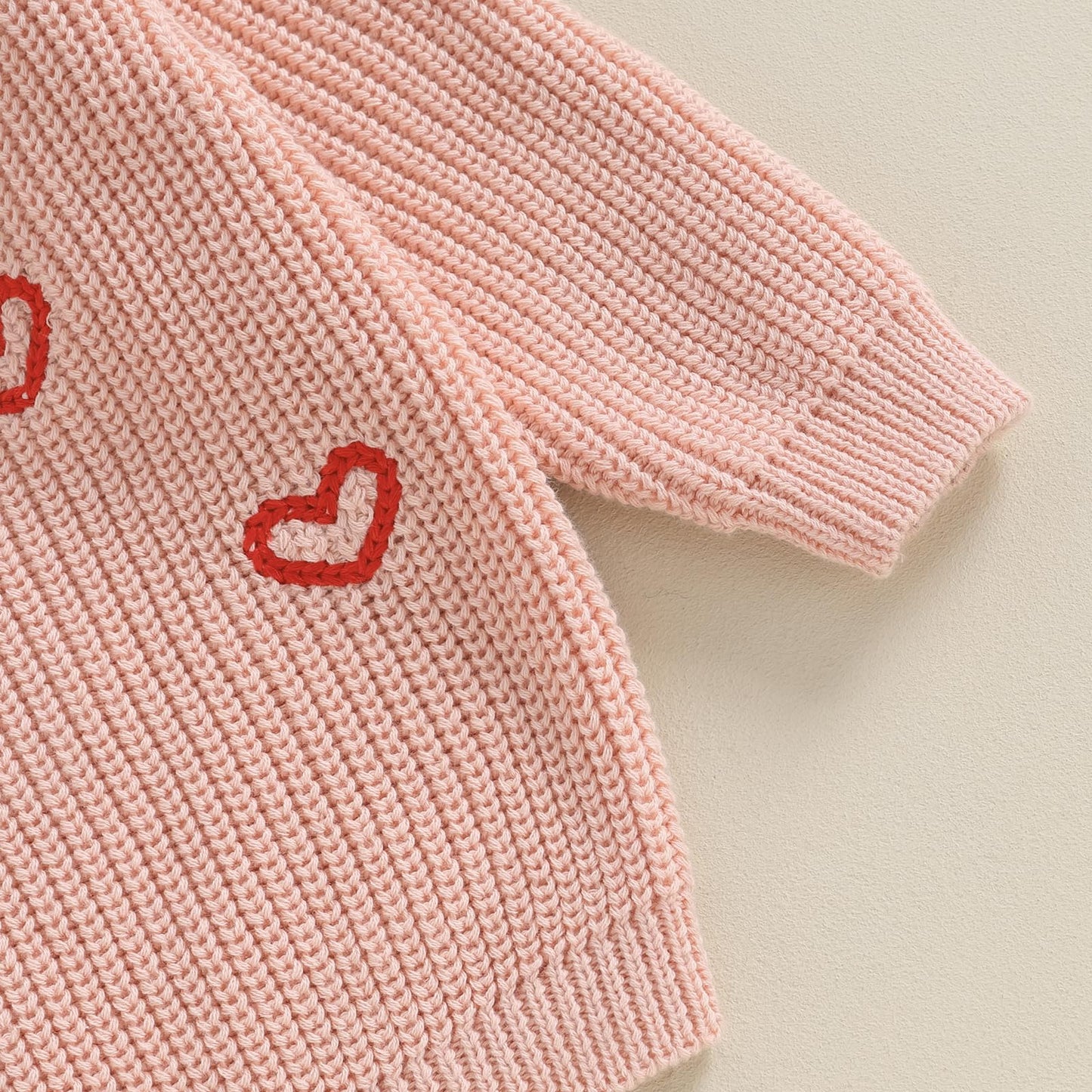 Baby Girl Valentines Day Outfit Love Heart Sweet Long Sleeve Sweater Tshirt Crewneck Tops Fall Winter Clothes (F-Pink, 9-12 Mont