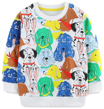 Girls Dog Sweater Long Sleeve Crewneck Cotton Animal Shirt Tops Toddler Fall Winter Outfits Kids Boys Puppy Sweatshirt 7T