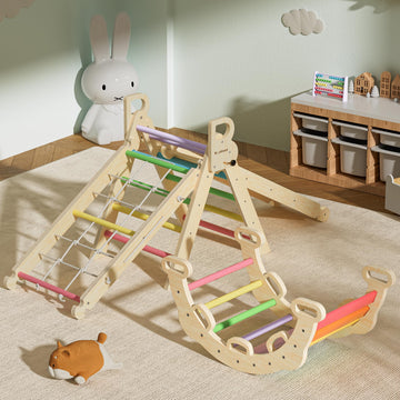 Bluewood 2024 8 In 1 Pikler Triangle Climbing Set Montessori Climbing Set Toddler Climbing Toys Indoor Baby Jungle Gym Pikler Cl