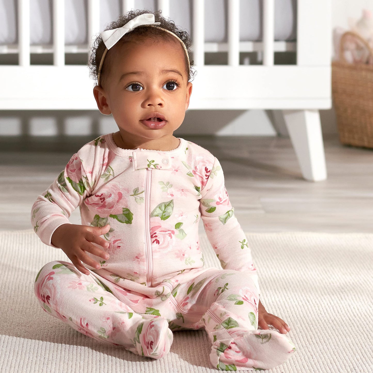 Gerber Baby Girls' 2-Pack Footed Pajamas, Pink Rose, 24 Months