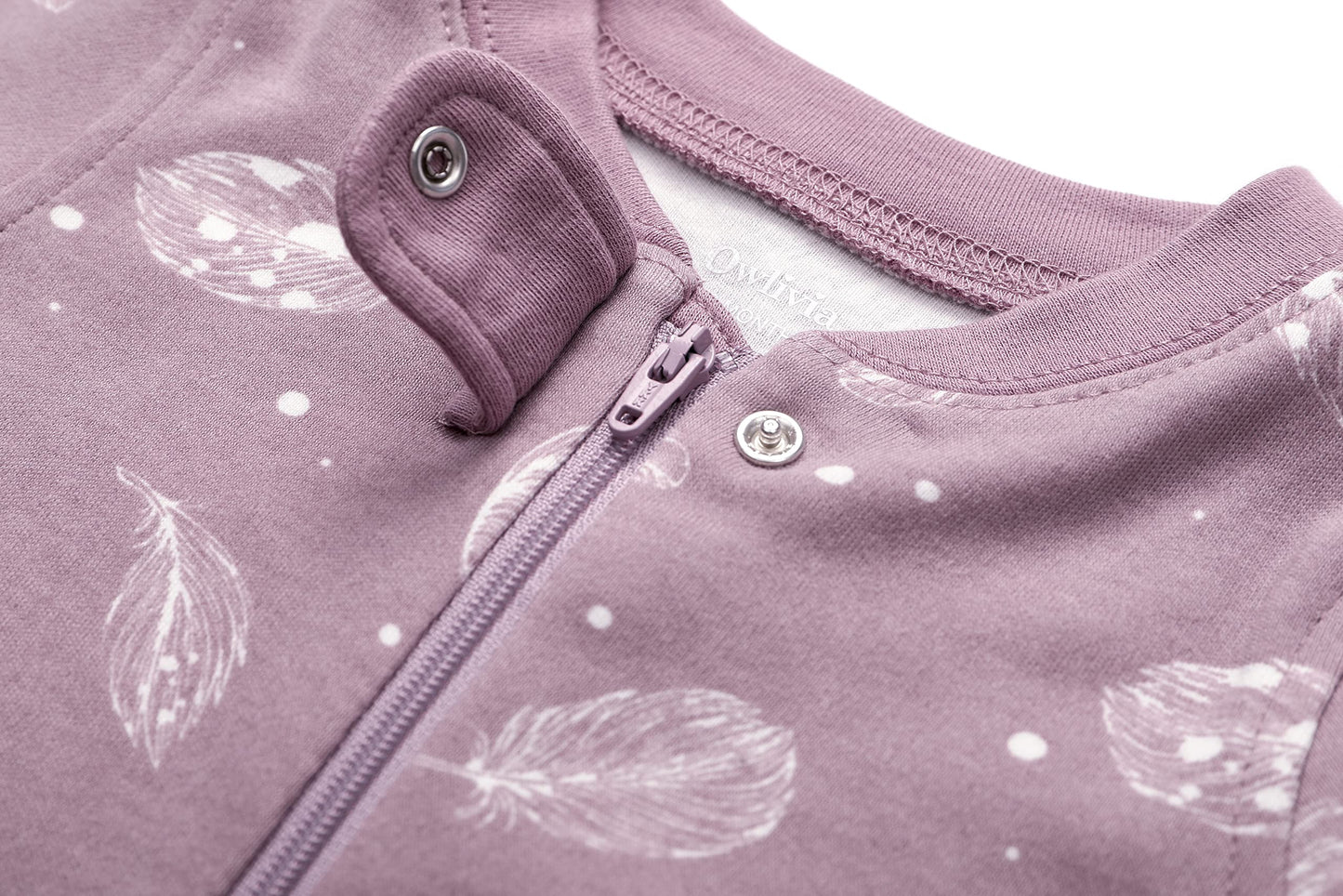 Owlivia Organic Cotton Baby Boy Girl Zip Up Sleep N Play, Footless, Long Sleeve(Newborn, Feather Mauve)