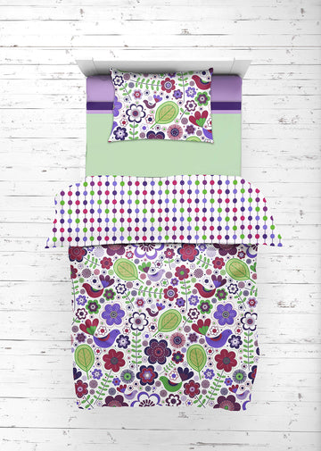 Bacati - Botanical Sanctuary Multicolor Purple Soft Nap Mat 100% Cotton Percale Breathable Perfect for The Daycare Naptime, Slee