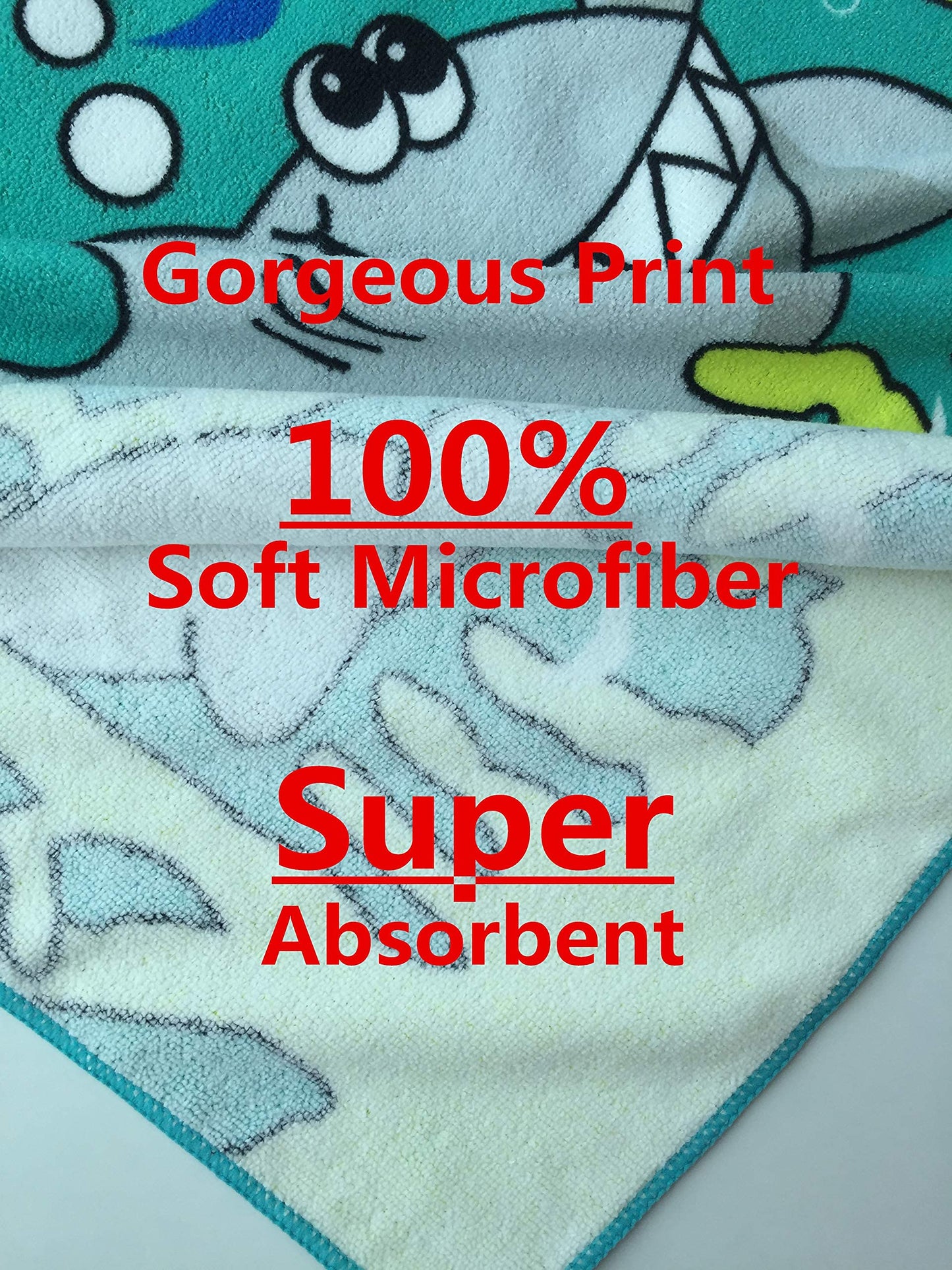 Athaelay Wearable Towel For Kids Toddlers Bath Pool Beach Swim Poncho Cover-Ups Swimwear For Little Boys Girls, Shark Theme With