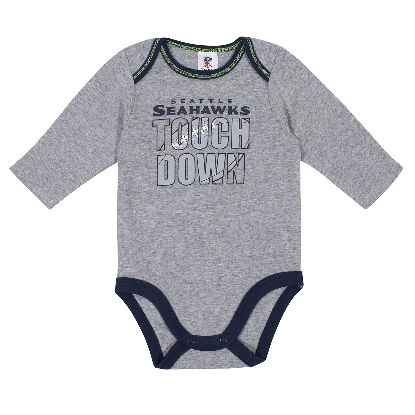 Gerber Unisex Baby Nfl (Pack Of 2) Long Sleeve Onesie Bodysuit, Team Color, 18 Months