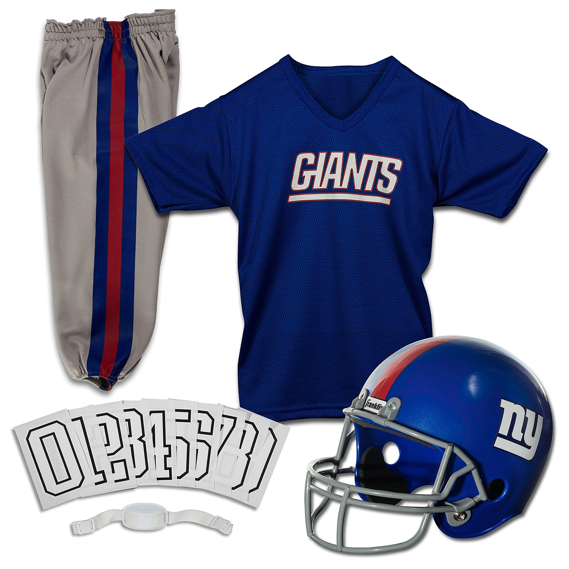 Franklin Sports New York Giants Kids Football Uniform Set - NFL Youth Football Costume for Boys & Girls - Set Includes Helmet, J