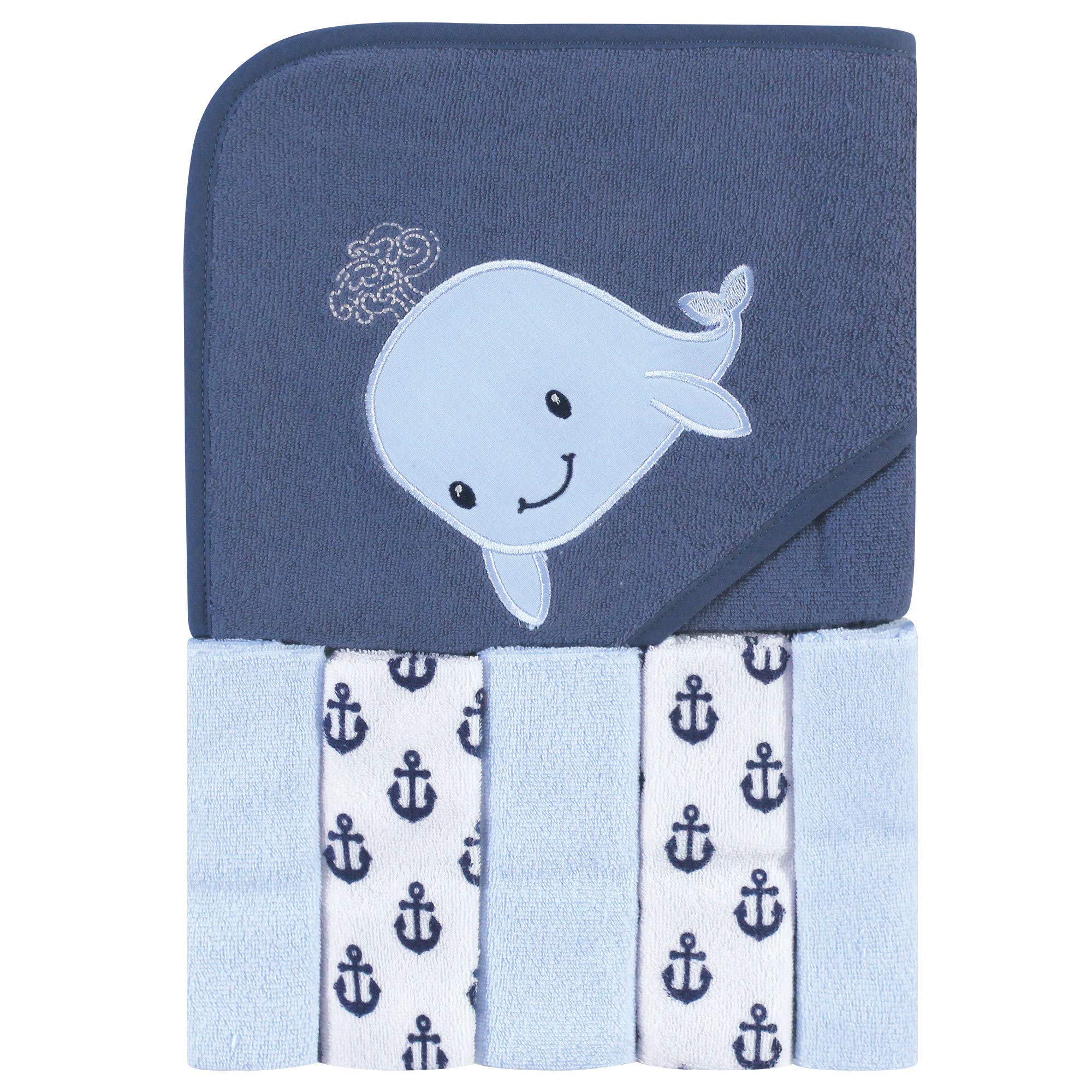 Hudson Baby Unisex Baby Hooded Towel And Five Washcloths, Sailor Whale – Cutebab WBCBBB08GLJS5ZY