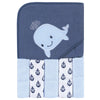 Hudson Baby Unisex Baby Hooded Towel And Five Washcloths, Sailor Whale, One Size