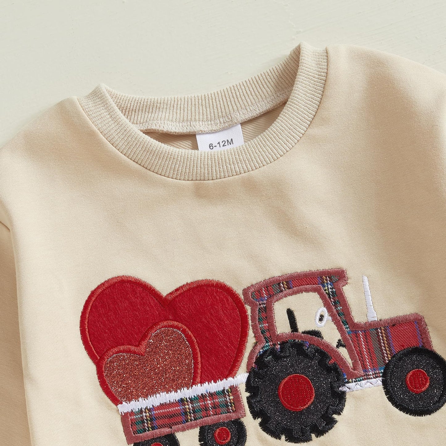 Fybitbo Baby Boys Fall Winter Clothing Set Heart Tractor Long Sleeve Shirts Tops And Pants 2Piece Valentines Day Outfits (Red-Va