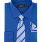 Alberto Danellis Boys Long Sleeve Dress Shirt With Matching Tie And Handkerchief, 18, Royal
