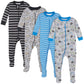 Gerber Baby Boys 4-Pack Footed Pajamas, Dinosaurs Space Grey, 4T
