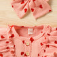 Grnshts Valentine'S Day Newborn Baby Girl Clothes Ruffle Heart Print Romper Long Sleeve Button Bodysuit+Hairband+Socks 3Pcs Outf