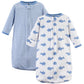 Hudson Baby Unisex Baby Cotton Long-Sleeve Wearable Sleeping Bag, Sack, Blanket, Blue Whales, 0-3 Months