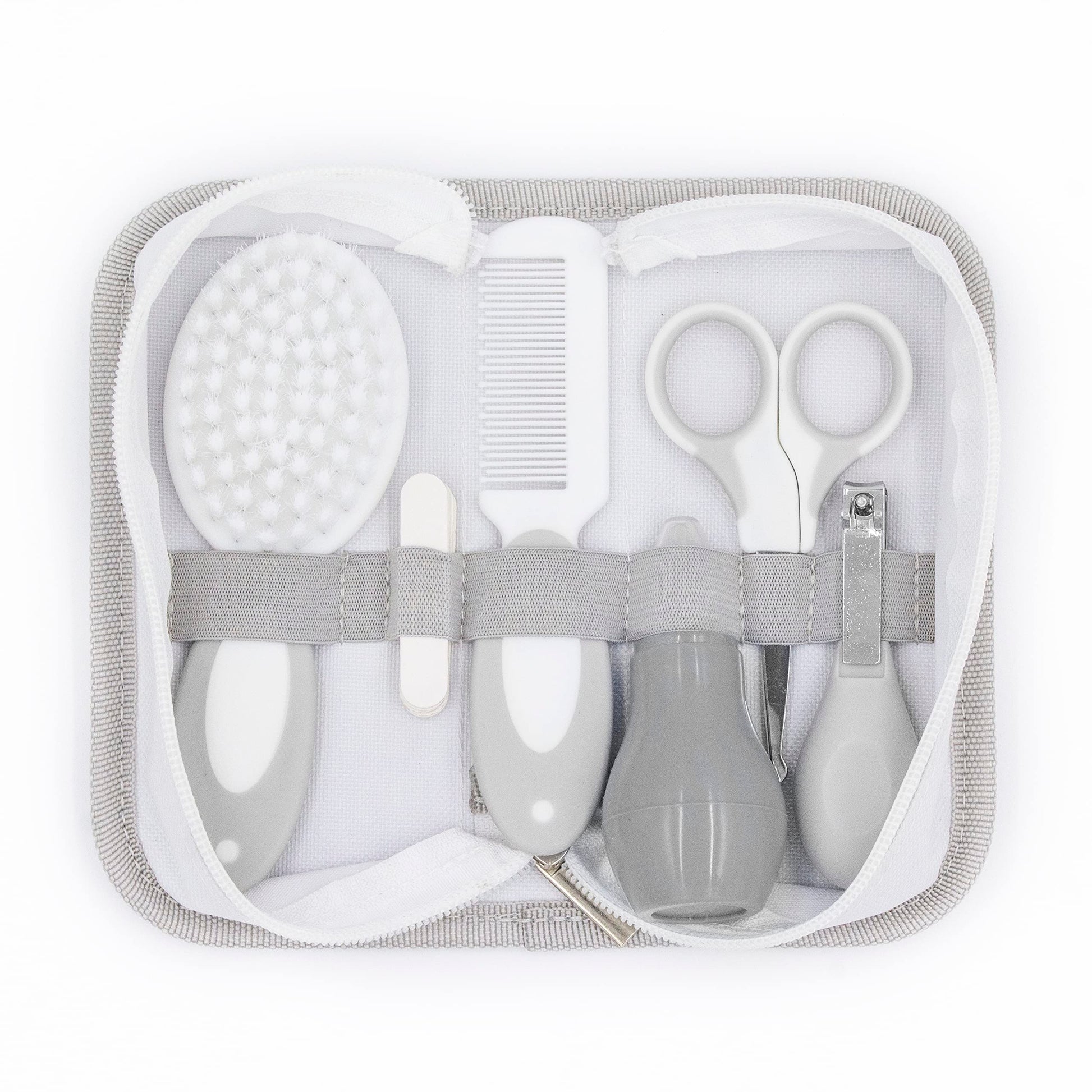 Bizzu Baby Grooming Kit, Includes Baby Brush, Baby Comb, Nail Files, Nail Clippers, Safety Scissors, And Nasal Aspirator With St