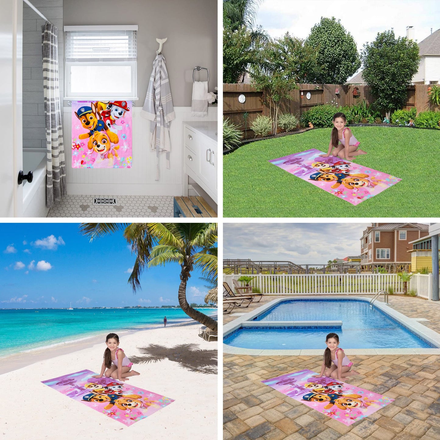 Franco Kids Super Soft Cotton Bath/Pool/Beach Towel, 58 In X 28 In, Paw Patrol Girls