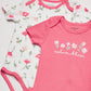 Calvin Klein Girls' 4 Pieces Pack Bodysuits, Coral Reef/Equator Pink/White Luster, 3-6 Months
