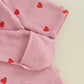 Filgriox My First Valentines Day Baby Girl Outfit Newborn Footie Romper Heart Bodysuit + Headband Infant One Piece Outfit (Pink,