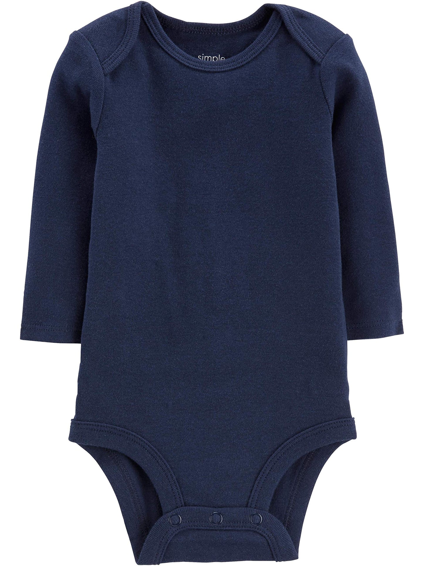 Simple Joys By Carter'S Baby Boys' 5-Pack Long-Sleeve Bodysuit, Blue/Grey Heather/Navy/Olive/Washed Navy, Preemie