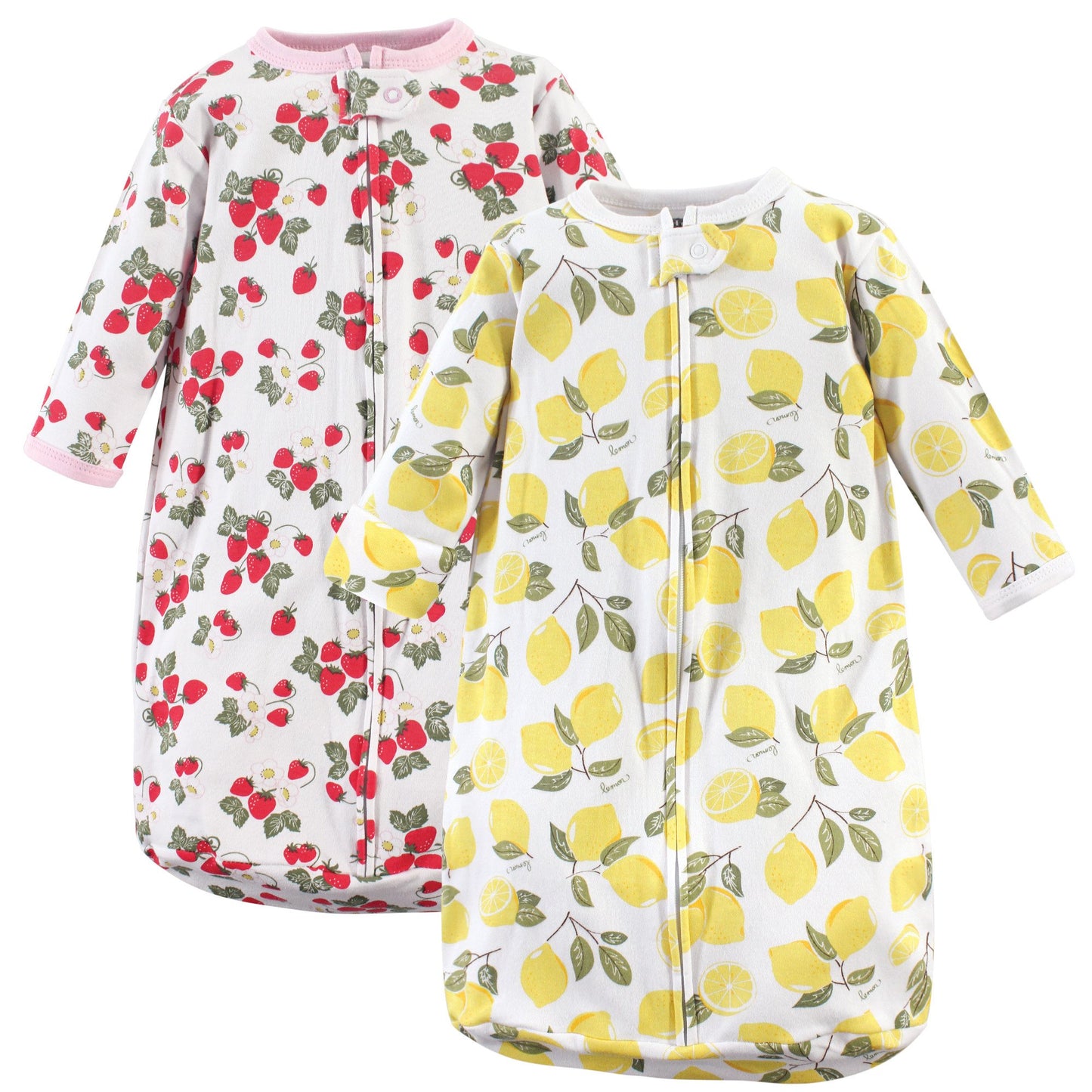 Hudson Baby Unisex Baby Cotton Long-Sleeve Wearable Sleeping Bag, Sack, Blanket, Strawberry Lemon, 0-3 Months