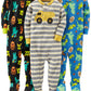 Simple Joys By Carter'S Baby Boys' 3-Pack Snug Fit Footed Cotton Pajamas, Black Monster/Blue Dinosaur/Grey Stripe, 3T