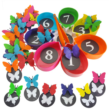 Skoolzy Butterfly Color Sorting 75 Piece Toys_and_Games Set, Counting Learning Activities for Toddlers & Preschool Educational T