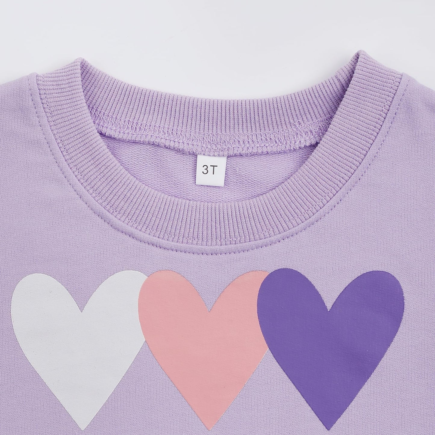 Retsugo Little Girls Outfit Purple Clothes Set Heart Print Holiday Sweatshirt And Sweatpants Toddler Girl Clothes Fall/Winter Gi