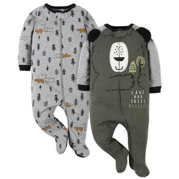 Gerber Baby Boys 2-Pack Sleep 'N Play Bear Green 3-6 Months