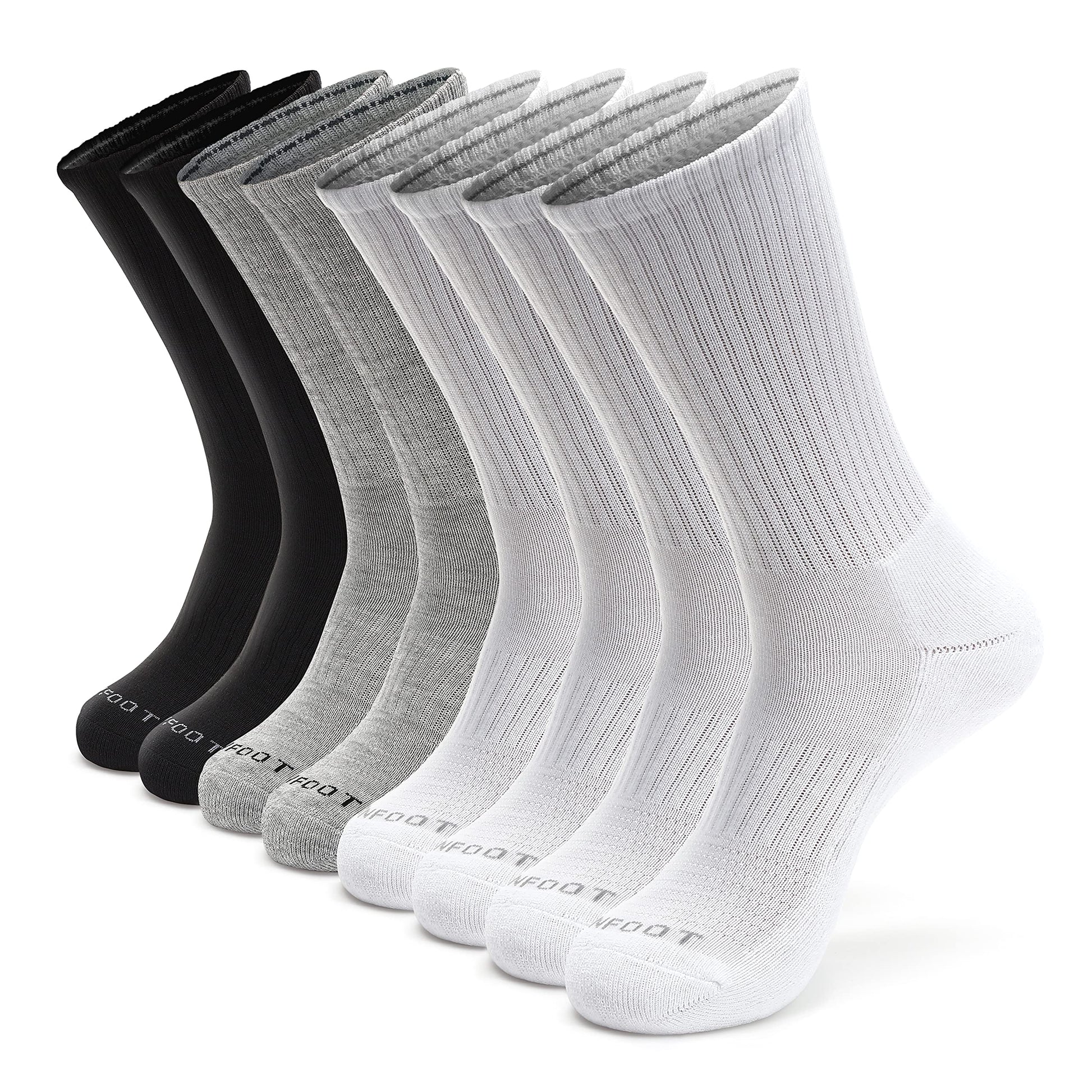 Monfoot Womens And Mens 8 Pack Athletic Cushioned Crew Socks Multicolor Medium