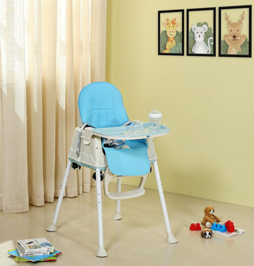 Amazon Brand - Supples 4-In-1 High Chair For Babies And Kids | Blue | Supports Up To 15 Kg Weight | Detachable & Portable | Safe