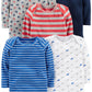 Simple Joys By Carter'S Baby Boys' 5-Pack Long-Sleeve Bodysuit, Blue/Grey Trucks/Red Stripe, Preemie