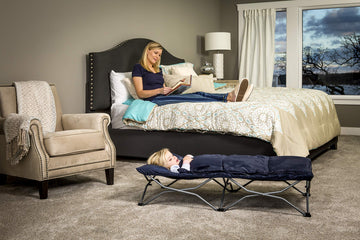 Regalo My Cot Deluxe Portable Toddler Bed, Includes Sleeping Bag, Navy