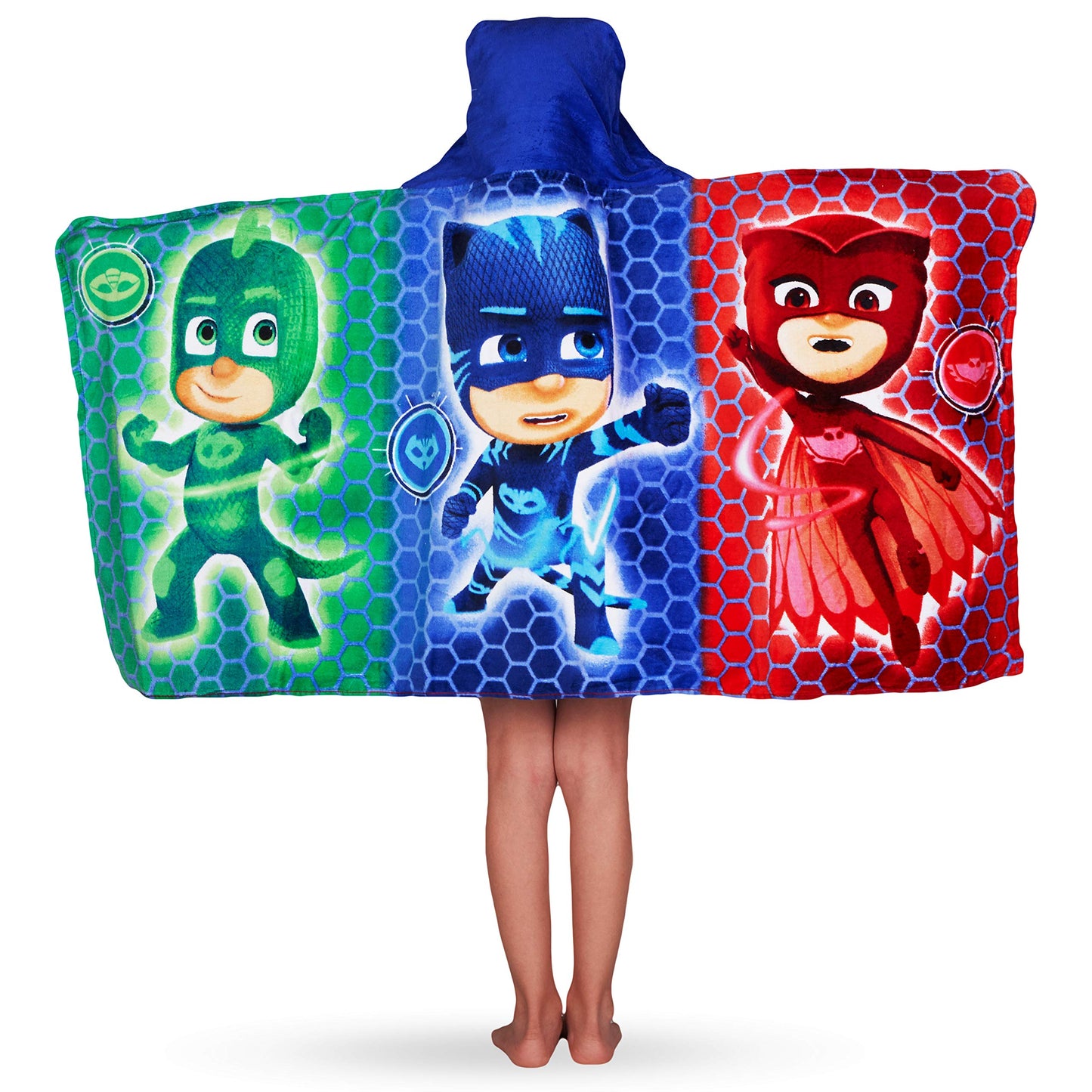 Pj Masks Bath/Pool/Beach Soft Cotton Terry Hooded Towel Wrap, 24' X 50', By Franco Kids