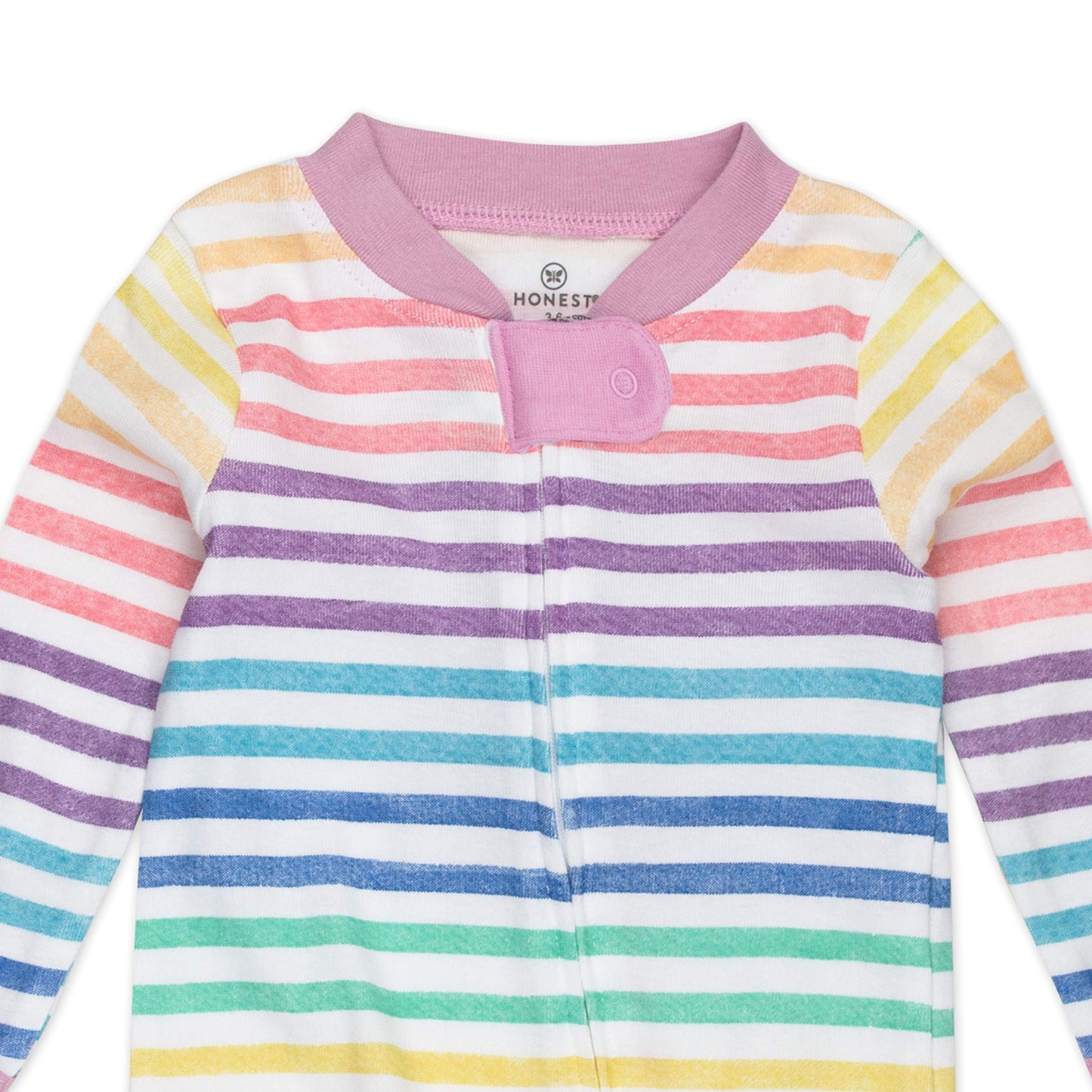 Honestbaby Baby Girls Play Footed Pajamas One-Piece Jumpsuit Zip-Front Pjs 100% Organic Cotton For And Toddler Sleepers, Rainbow