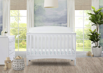 Delta Children Archer Solid Panel 4-In-1 Convertible Baby Crib - Greenguard Gold Certified, Bianca White