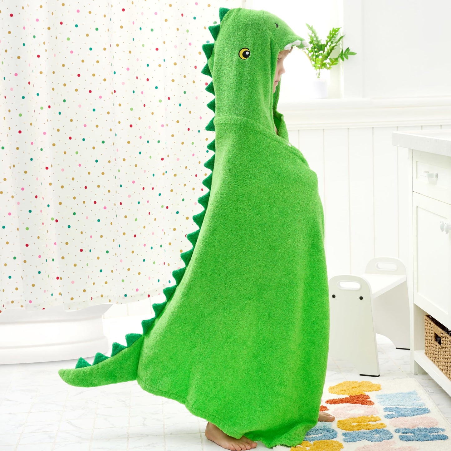 Joiedomi Dinosaur Hooded Towel For Kids - Soft 100% Cotton Bath Beach Towel - 30' X 50' For Kids 3-10 Years - Toddler Pool Tow