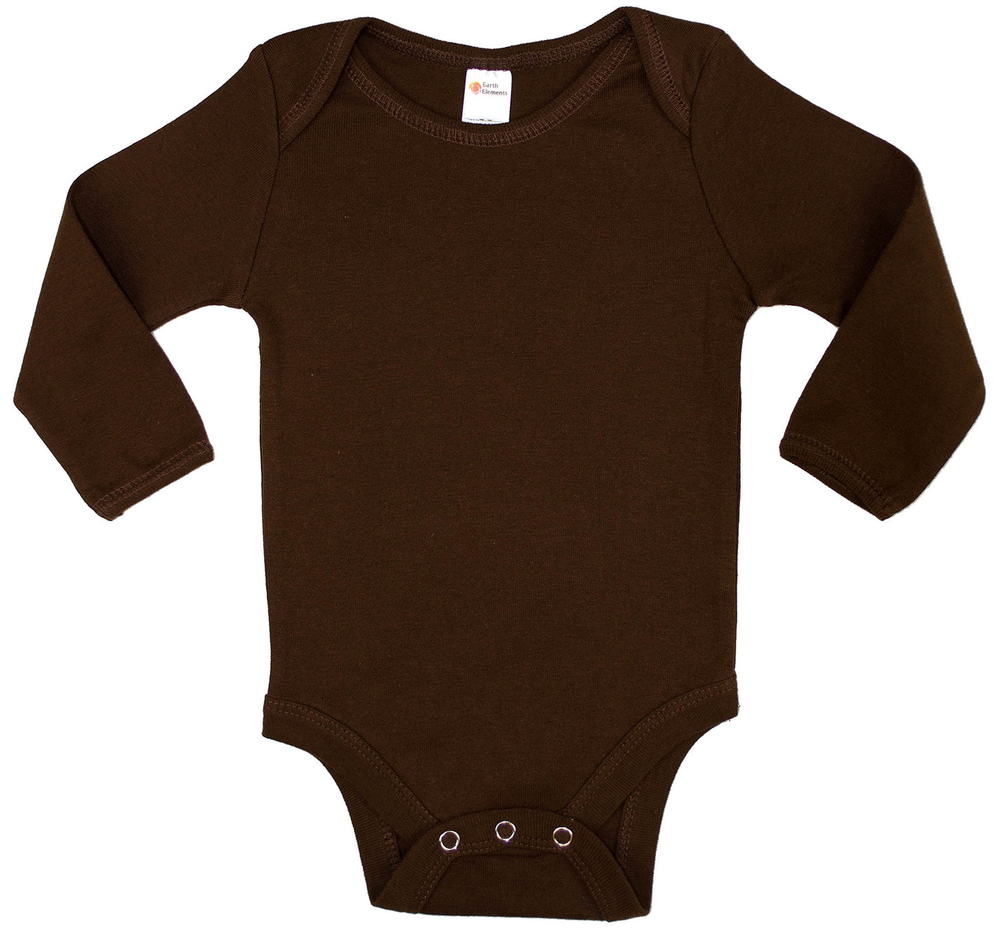 Earth Elements Baby Long Sleeve Bodysuit 0-3 Months Chocolate