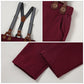 Yallet Toddler Baby Boy Clothes Suit Gentleman Outfits Formal Dress Shirt + Bowtie + Suspender Pants Wedding Party(L Red-Checker