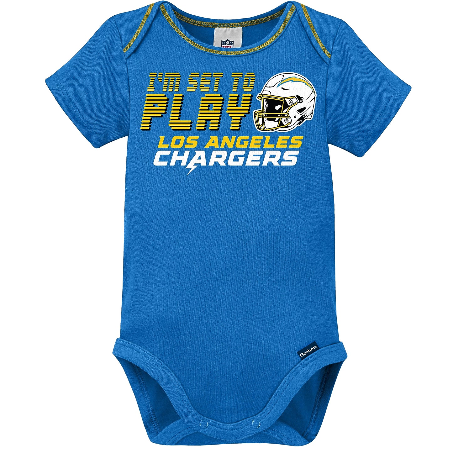 Gerber Nfl Baby Boys' 3-Pack Bodysuit, Sleep 'N Play, & Cap Set, Los Angeles Chargers, 0-3 Months