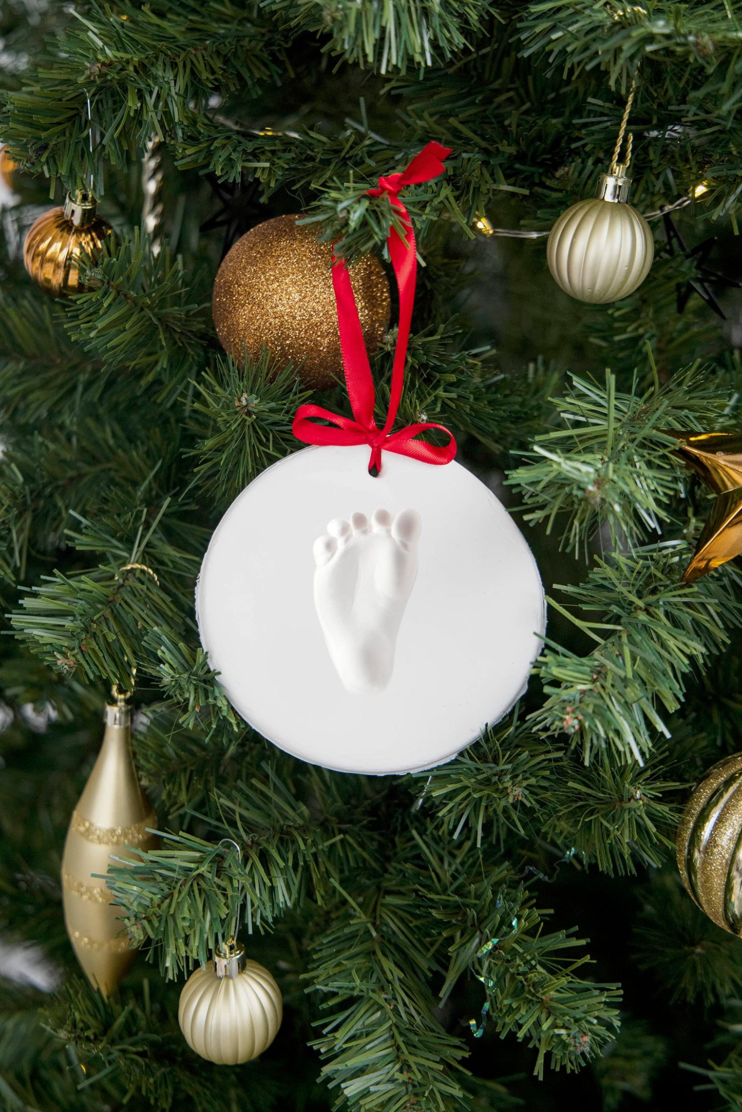 Pearhead Babyprints Babys First Handprint or Footprint Ornament Kit, Easy No-Bake DIY Clay Impression Kit, Christmas Baby Gift,