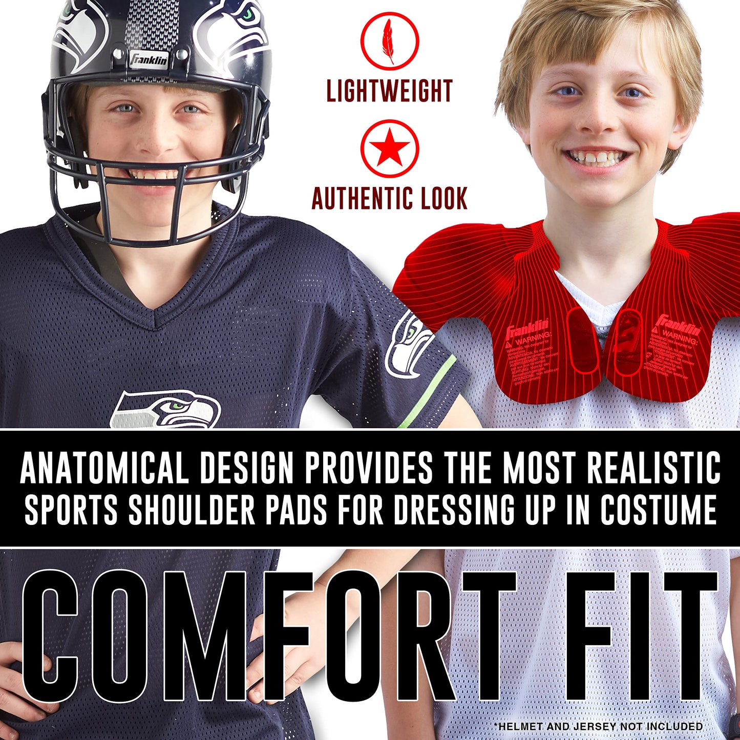 Franklin Sports Kids Costume Football Shoulder Pads - Lightweight Dress Up Shoulder Pads For Youth + Toddlers - Perfect For Hall