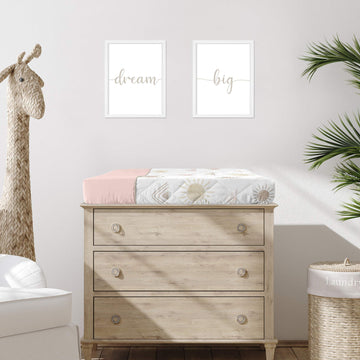 Sweet Jojo Designs Boho Desert Sun Girl Baby Nursery Changing Pad Cover - Blush Pink Mauve Gold Taupe Bohemian Watercolor Mounta