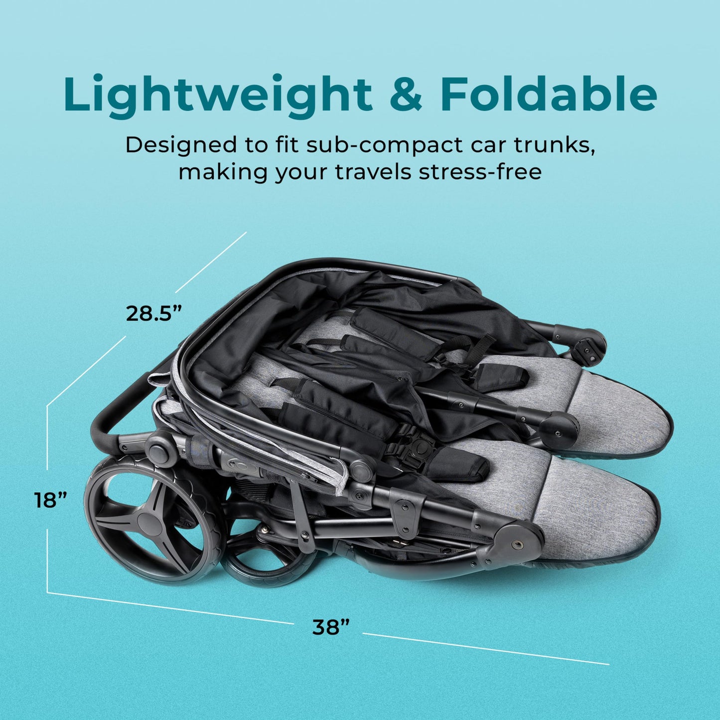 Gaggle By Foundations Roadster Duo Side By Side Double Stroller | Lightweight Compact Double Stroller For Toddlers | Easy To Fol