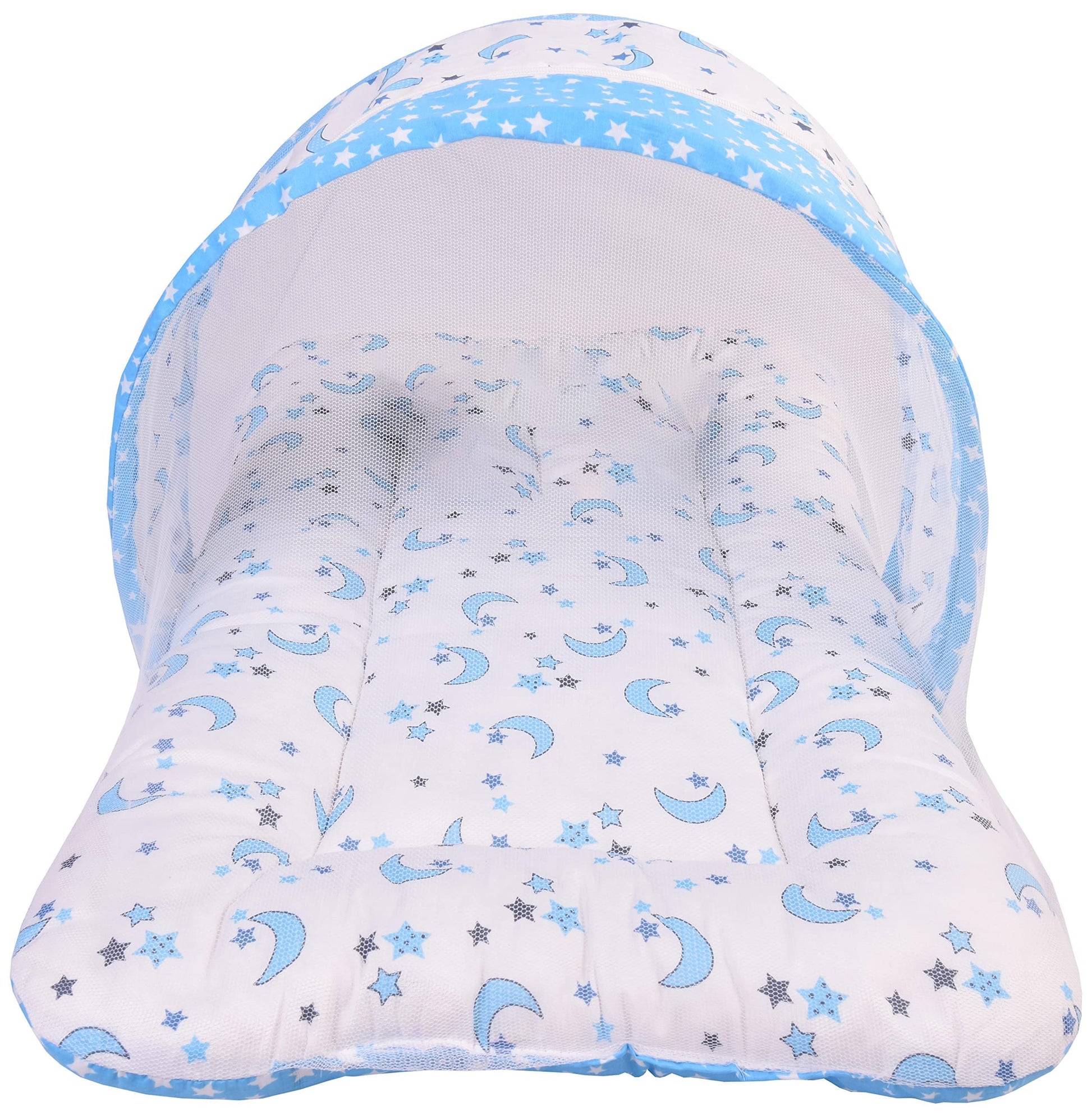 Toddylon For New Born Baby Bedding With Mosquito Net Cotton Foldable Bed (06 Months) Blue