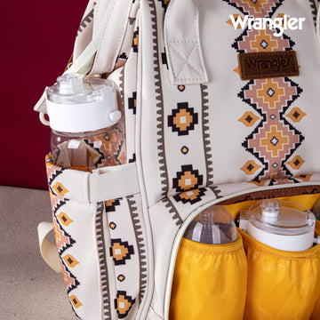 Montana West X Wrangler Aztec Baby Bag Backpack For Women Casual Daypack Travel Bags With Side Bottle Pockets