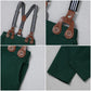 Disaur Toddler Boy Suits Gentleman Wedding Outfits,Formal Dress Shirt+Bowtie +Suspender Pants 12Months-5T(Green D,2-3T)